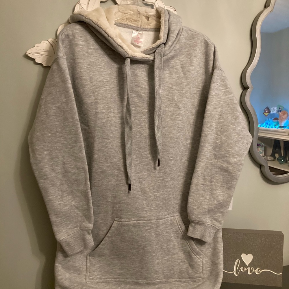 Fuzzy lined hoodie shirt/dress